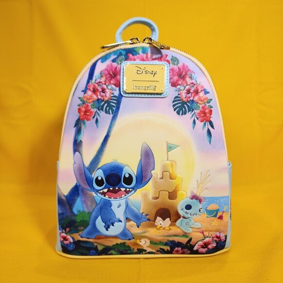 Loungefly Disney Lilo & Stitch SandCastle Beach Scene Scrump Mini Backpack NEW main image 7